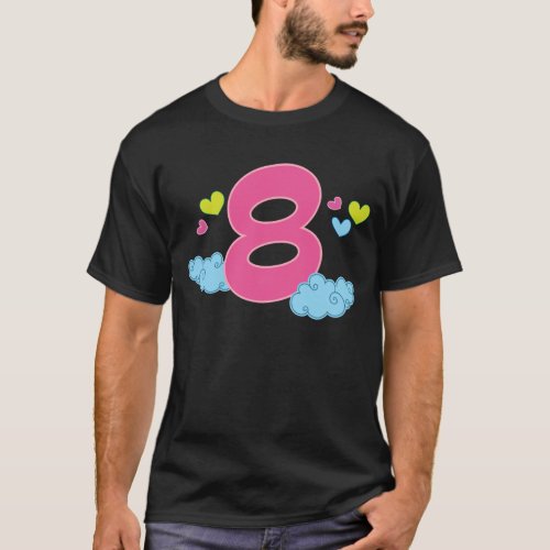 Kids 8th Birthday T_shirt Rainbow Heart Girls Part