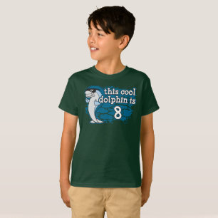 Kid's 8th Birthday This Cool Dolphin is Eight T-Shirt