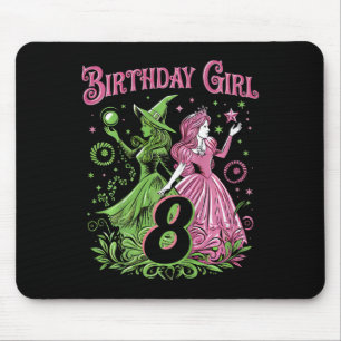 Kids 8th Birthday Witch Pink And Green 8 Years Old Mouse Pad