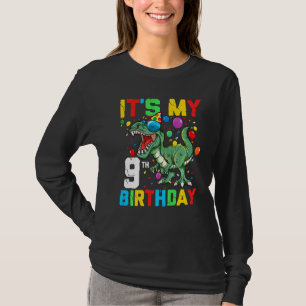 Kids 9 Year Dinosaur It's My 9th Birthday Happy Re T-Shirt