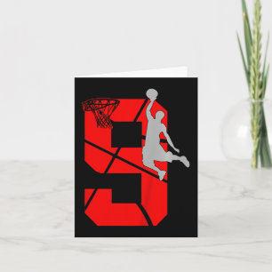 Kids 9 Year Old 9th Basketball Birthday PartyTheme Card