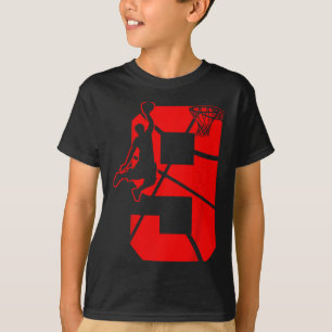 Kids 9 Year Old 9th Basketball Birthday PartyTheme T-Shirt