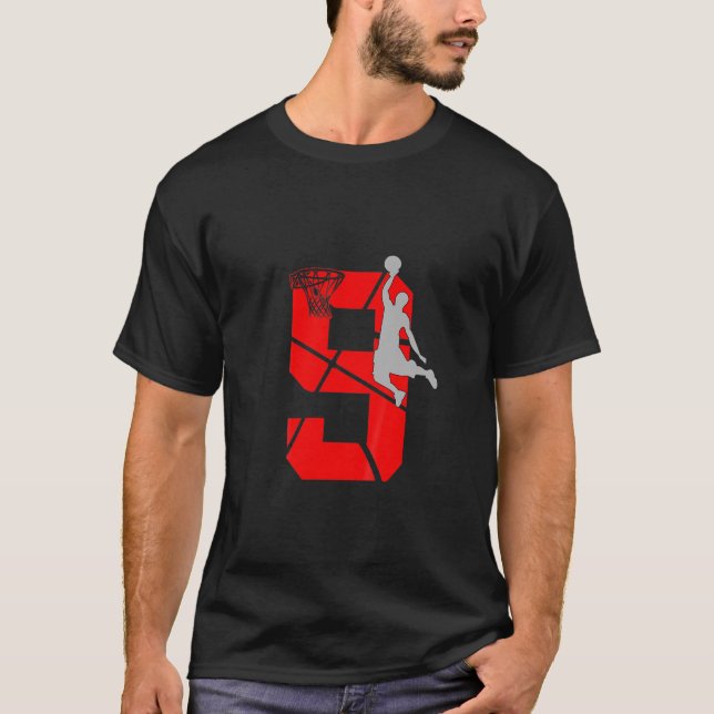 Kids 9 Year Old 9Th Basketball Birthday Partytheme T-Shirt (Front)