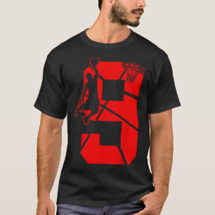 Kids 9 Year Old 9th Basketball Birthday PartyTheme T-Shirt
