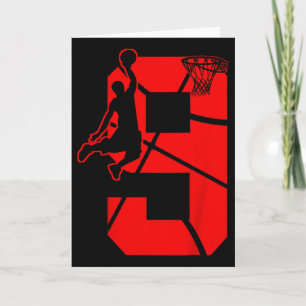 Kids 9 Year Old 9th Bysketbyll Birthday Partytheme Card