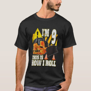 Kids 9 Year Old Birthday Bulldozer T-Shirt