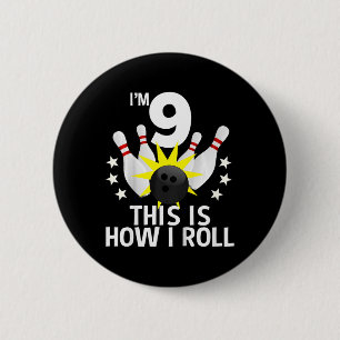 Kids 9 Year Old Bowling Birthday Party Shirt How I Button