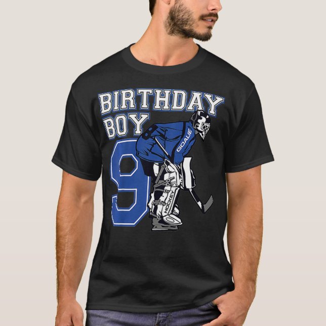 Kids 9 Year Old Ice Hockey Goalie Themed 9th Boy T-Shirt (Front)