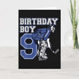 Kids 9 Year Old Ice Hockey Goalie Themed Birthday Card