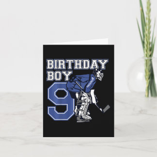 Kids 9 Year Old Ice Hockey Goalie Themed Birthday  Card