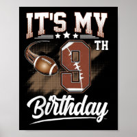 Kids 9 Year Old It's My 9th Birthday Football Them