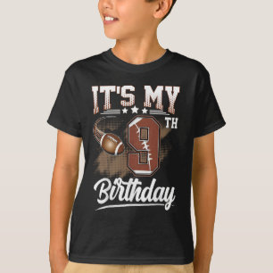 Kids 9 Year Old It's My 9th Birthday Football Them T-Shirt