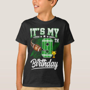 Kids 9 Year Old Its My 9th Birthday Football Theme T-Shirt
