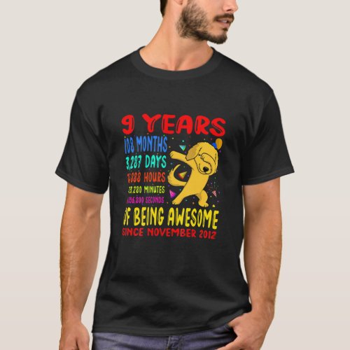 Kids 9 Years Of Being Awesome 9Th Birthday Dab Gol T_Shirt