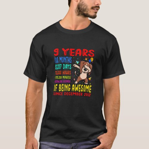 Kids 9 Years Of Being Awesome 9Th Birthday Kids Da T_Shirt