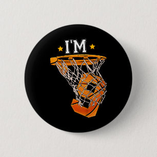 Kids 9th Birthday Basketball I'm 9 Boy Girl 6th B Button