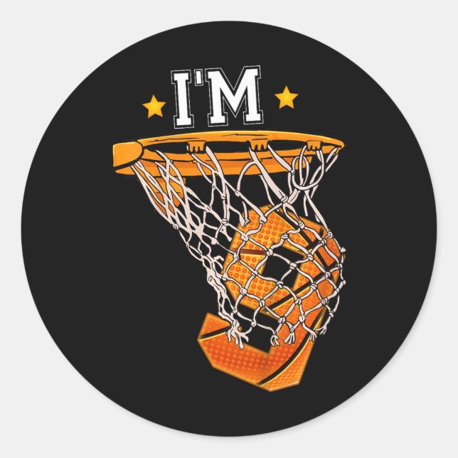 Kids 9th Birthday Basketball  I'm 9 Boy Girl 6th B Classic Round Sticker (Front)