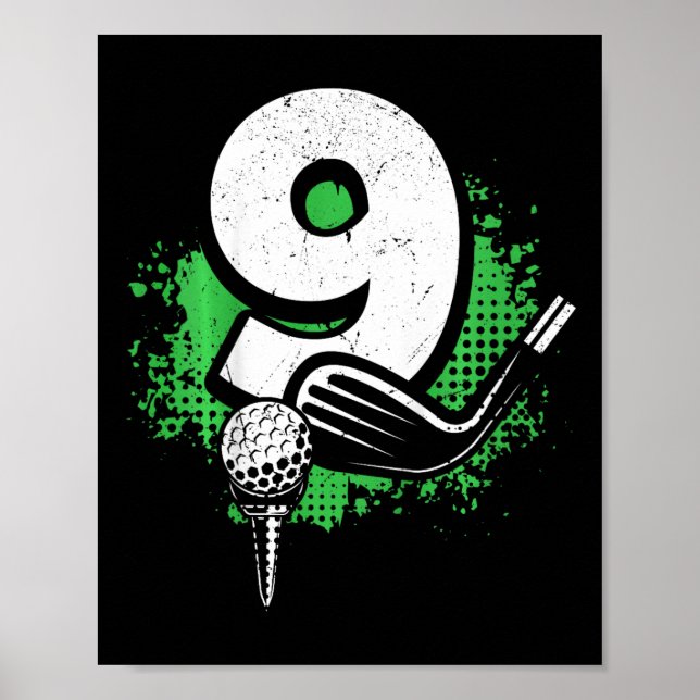 Kids 9th Birthday Boy Golf Player Golf 9 Years Old Poster (Front)
