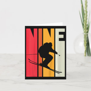 Kids 9th Birthday Boy Retro Ski Lover Skier 9 Year Card