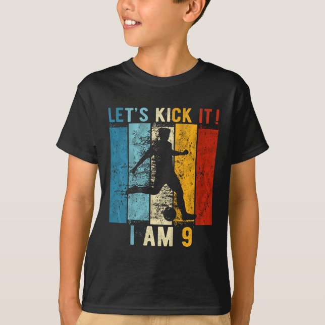 Kids 9th Birthday Boy Soccer 9 Year Old Birthday B T-Shirt (Front)