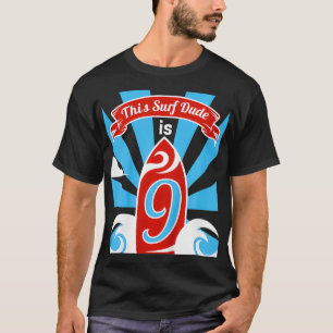 Kids 9th Birthday Boys Surf  Surfer 9 Year Old  T-Shirt