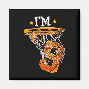 Kids 9th Birthday Bysketbyll I'm 9 Boy Girl 6th Bi Magnet