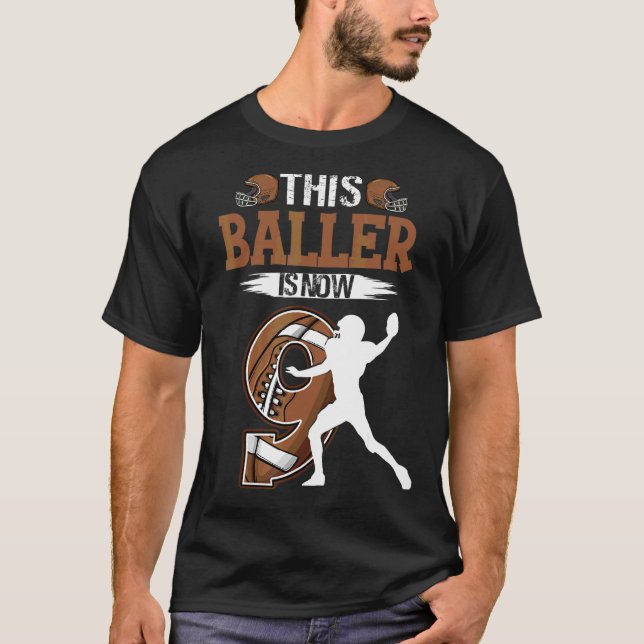 Kids 9th Birthday Football Boy 9 Years Old Footbal T-Shirt (Front)