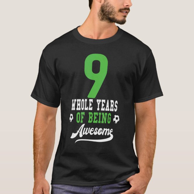 Kids 9th Birthday For Girls Boys Soccer T-Shirt (Front)