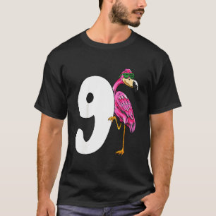 Kids 9th Birthday For Girls Pink Flamingo 9 Year T-Shirt