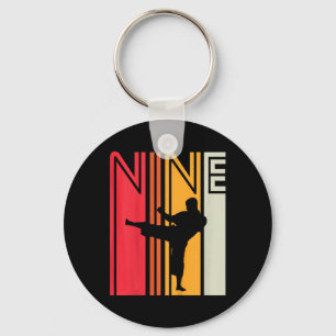 Kids 9th Birthday Gift Karate Retro Taekwondo Mart Keychain
