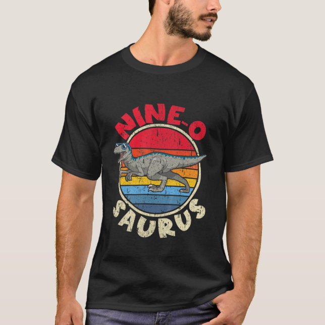 Kids 9Th Birthday Nine O Saurus I Velociraptor I F T-Shirt (Front)