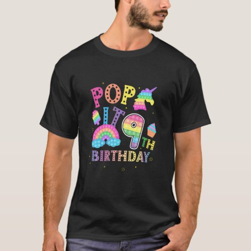 Kids 9th Birthday Pop 9 Year Popping Party For Gir T_Shirt