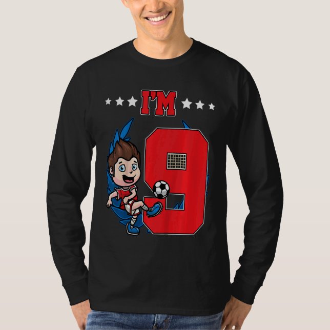 Kids 9th Birthday Soccer Boy Football Kids T-Shirt (Front)