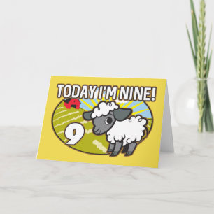 Kid's 9th Birthday Today I'm Nine! Cute Lamb Card