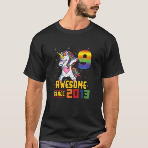 Kids 9th Birthday Unicorn Dabbing 9 Years Old  Gir T_Shirt