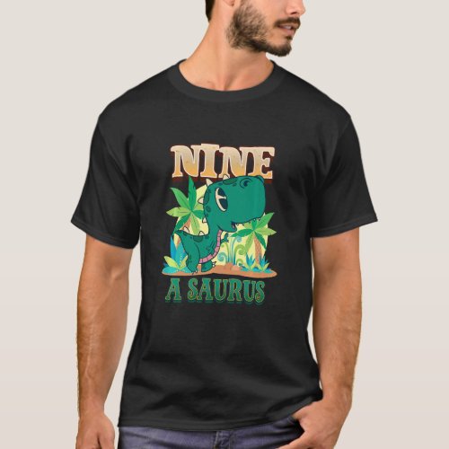 Kids 9th Brithday Nine Year Old Dinosaur Rex 9 Yea T_Shirt