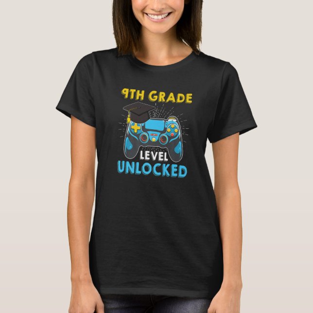 Kids 9th Grade Level Unlocked Video Game Back To S T-Shirt (Front)