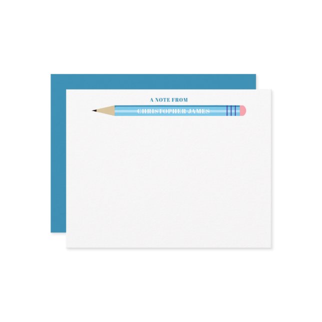 Kid's A Note From Pencil Flat Note Card (Front/Back In Situ)