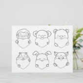 Kids Activity Animal Cartoon Hearts Coloring Page (Standing Front)