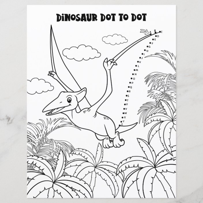 Kids Activity Cute Dinosaur Alphabetic Dot To Dot Zazzle Com