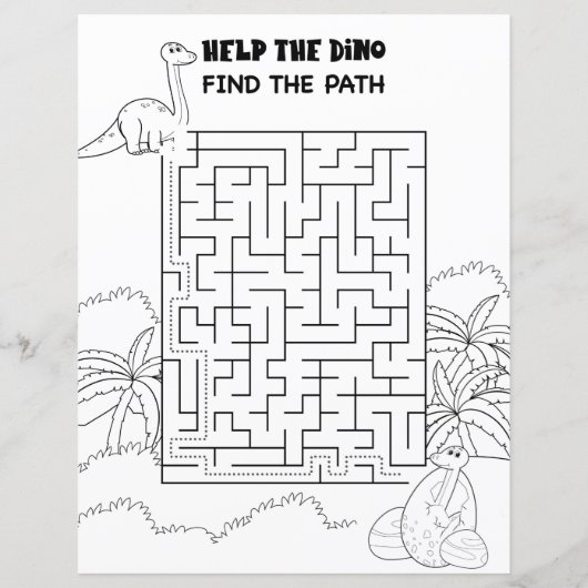 Kids Activity Cute Dinosaur Maze Fun Puzzle (Back)