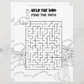 Kids Activity Cute Dinosaur Maze Fun Puzzle (Front/Back)
