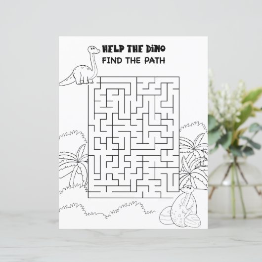 Kids Activity Cute Dinosaur Maze Fun Puzzle (Standing Front)