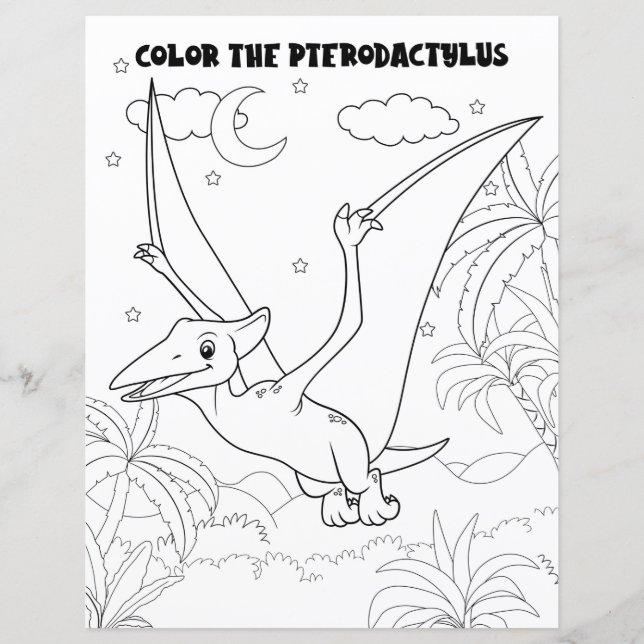 Kids Activity Cute Fun Dinosaur Coloring Page (Front)