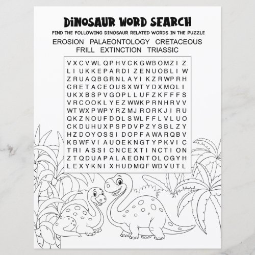 Kids Activity Dinosaur Puzzle Word Search