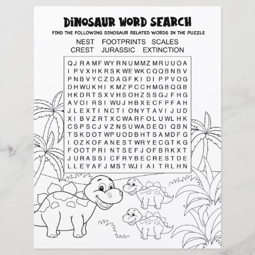 Kids Activity Dinosaur Puzzle Word Search