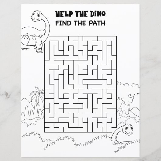 Kids Activity Long Neck Dinosaur Maze Fun Puzzle (Front)