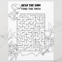 Maze game for children. Help the T- rex dinosaur find right way to