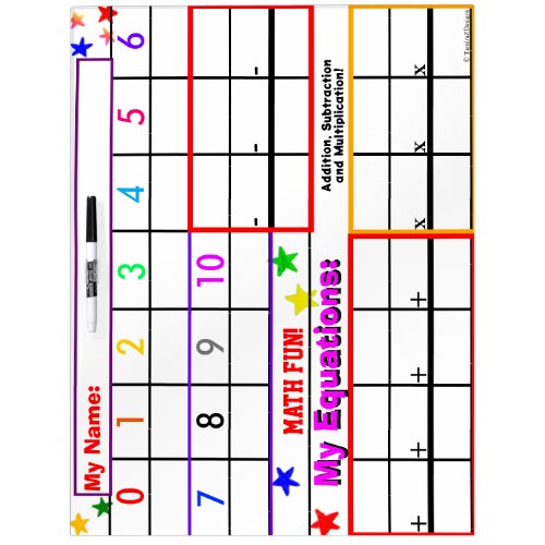 Kids Add Subtract Multiply Activity Large Dry Erase Board