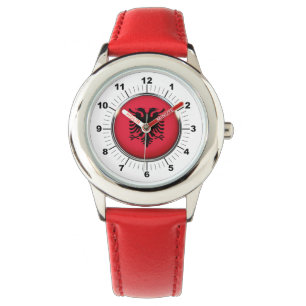 Kid's Adjustable Albania Flag Red Numbere Watch